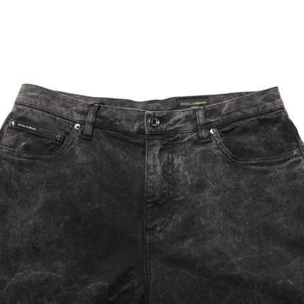 Dolce & Gabbana Black Cotton Mid Waist Denim Men Bermuda Short