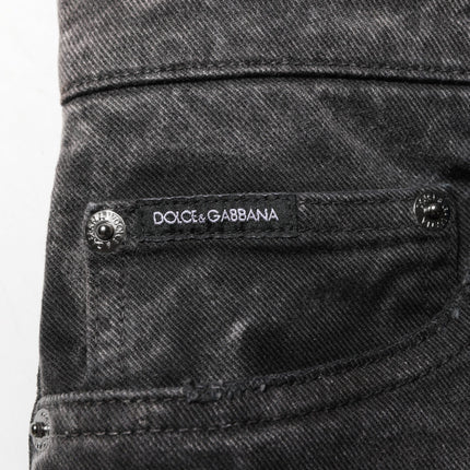 Dolce & Gabbana Black Cotton Mid Waist Denim Men Bermuda Short