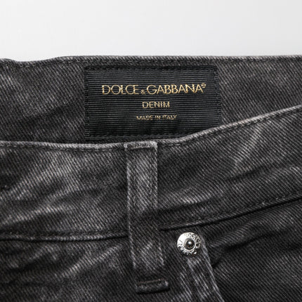 Dolce & Gabbana Black Cotton Mid Waist Denim Men Bermuda Short