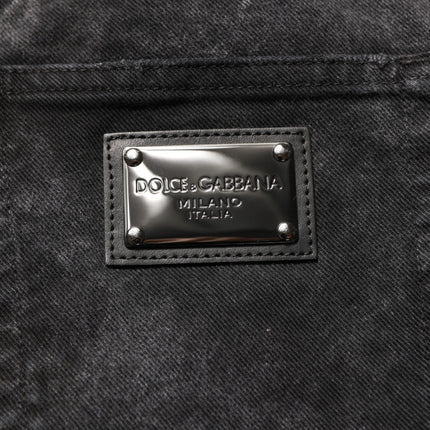 Dolce & Gabbana Black Cotton Mid Waist Denim Men Bermuda Short