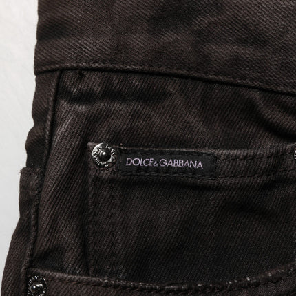 Dolce & Gabbana Black Cotton Tattered Denim Men Bermuda Short
