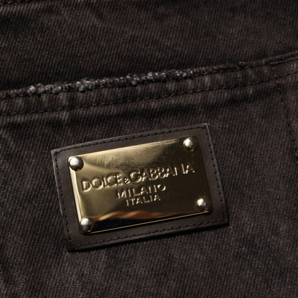 Dolce & Gabbana Black Cotton Tattered Denim Men Bermuda Short