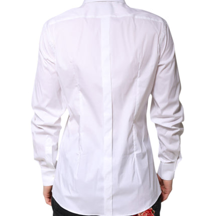 Dolce & Gabbana White Cotton Collared GOLD FormalDress Shirt