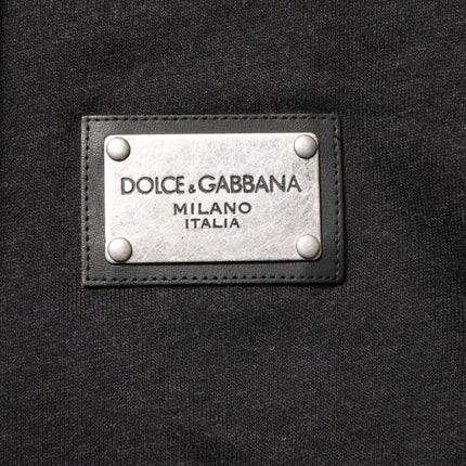 Dolce & Gabbana Black Logo FullZip Hooded Sweatshirt Sweater