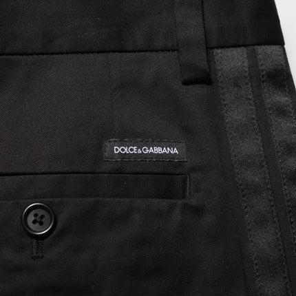 Dolce & Gabbana Black Cotton Stretch Casual Trouser Pants