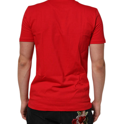 Dolce & Gabbana Red Goodluck 2023 Cotton Crew Neck T-shirt