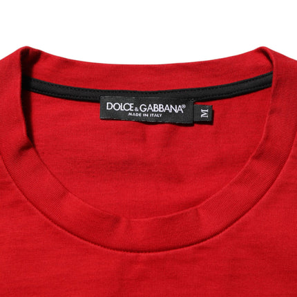 Dolce & Gabbana Red Logo Eye Print Cotton Short Sleeve T-shirt
