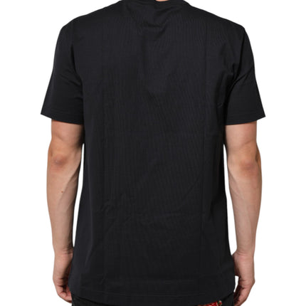 Dolce & Gabbana Black Logo Compass Cotton Crew Neck T-shirt