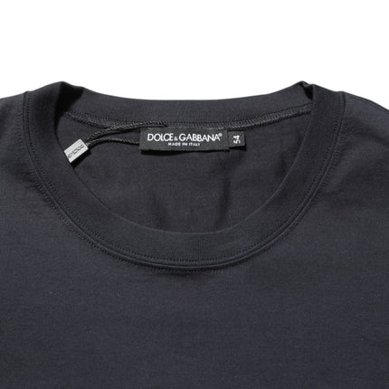 Dolce & Gabbana Black Logo Compass Cotton Crew Neck T-shirt