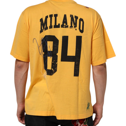 Dolce & Gabbana Yellow Secret Graden Floral Cotton CrewNeck T-shirt