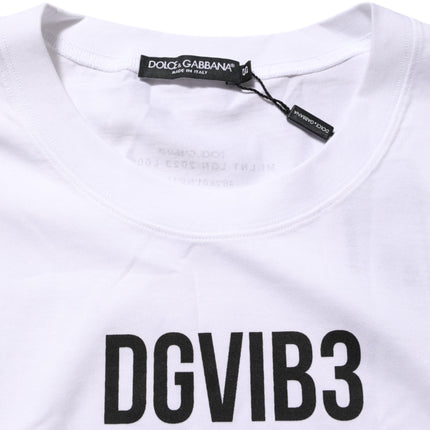 Dolce & Gabbana White Cotton Sleeveless Printed Tank T-shirt