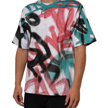 Dolce & Gabbana White Graffiti Crew Neck Short Sleeves T-shirt