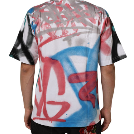Dolce & Gabbana White Graffiti Crew Neck Short Sleeves T-shirt
