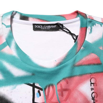 Dolce & Gabbana White Graffiti Crew Neck Short Sleeves T-shirt
