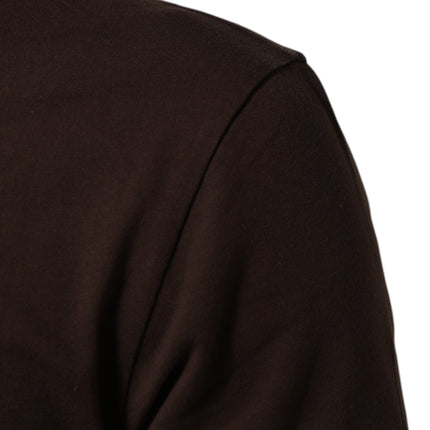 Dolce & Gabbana Brown Coin Laurel Print Men Crew Neck T-shirt