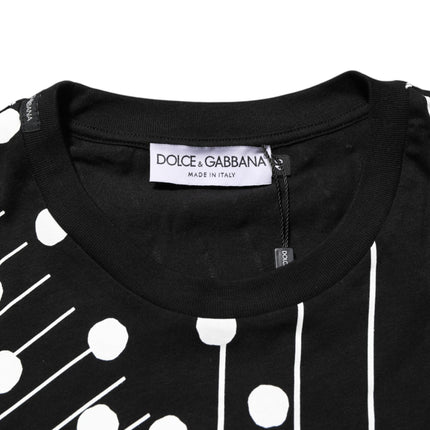 Dolce & Gabbana Black Cotton Polka Dots Round Neck T-shirt