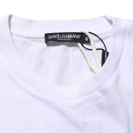 Dolce & Gabbana White Graphic Print Cotton Crew Neck T-shirt