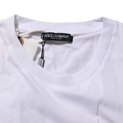 Dolce & Gabbana White Graphic Print Cotton Crew Neck T-shirt