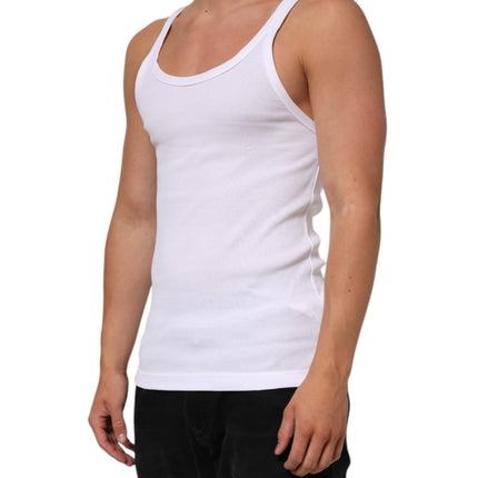 Dolce & Gabbana White Sleeveless Round Neck Tank Top T-shirt
