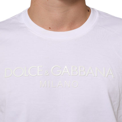 Dolce & Gabbana White Cotton Crew Neck Short Sleeves T-shirt