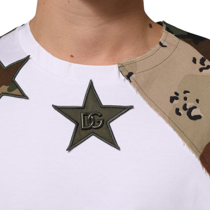 Dolce & Gabbana White Camouflage Patckwork Men Cotton T-shirt