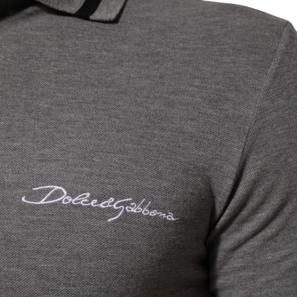 Dolce & Gabbana Gray Logo Embroidery Collared Polo T-shirt