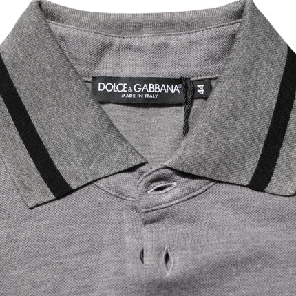 Dolce & Gabbana Gray Logo Embroidery Collared Polo T-shirt