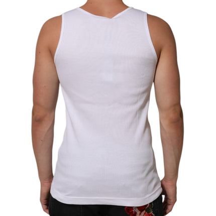 Dolce & Gabbana White Cotton Chain Necklace Tank Top T-shirt