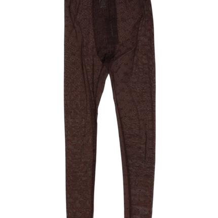 Dolce & Gabbana Brown Nylon Logo Lace Leggings Pants Underwear