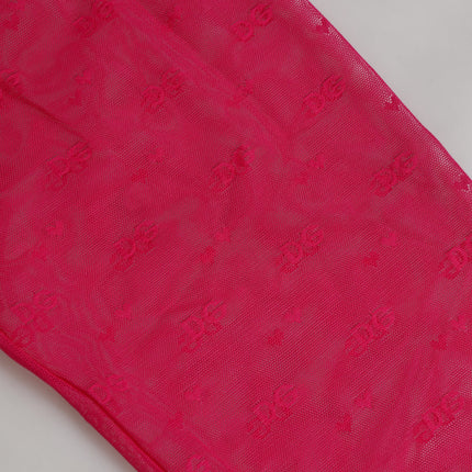 Dolce & Gabbana Fuchsia Nylon Logo Lace Leggings Pants Underwear