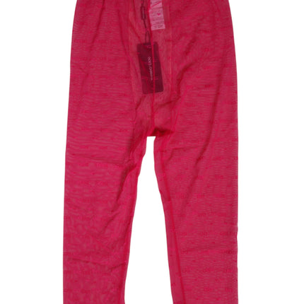 Dolce & Gabbana Fuchsia Logo Lace Tight Midi Trousers Underwear