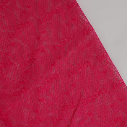 Dolce & Gabbana Fuchsia Logo Lace Tight Midi Trousers Underwear