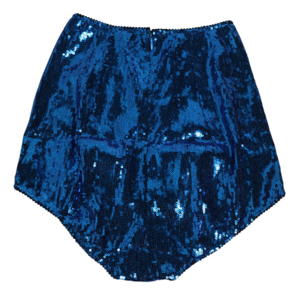 Dolce & Gabbana Blue Sequin Embellished High Waist Girdle Underwear