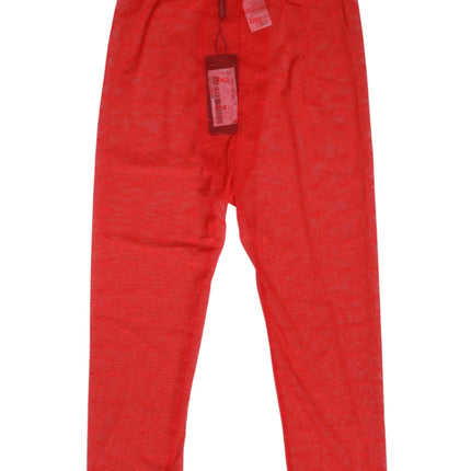 Dolce & Gabbana Red Logo Lace Tight Midi Trousers Underwear