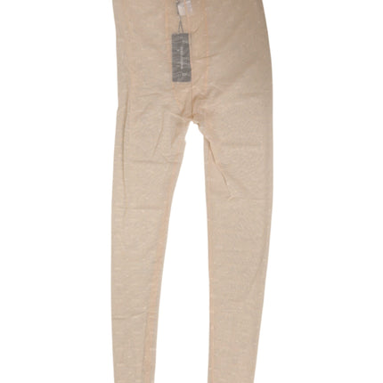 Dolce & Gabbana Beige Nylon Stretch Logo Lace Leggings Underwear