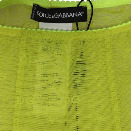 Dolce & Gabbana Neon Green Nylon Logo Lace Leggings Pants Underwear