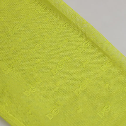 Dolce & Gabbana Neon Green Nylon Logo Lace Leggings Pants Underwear
