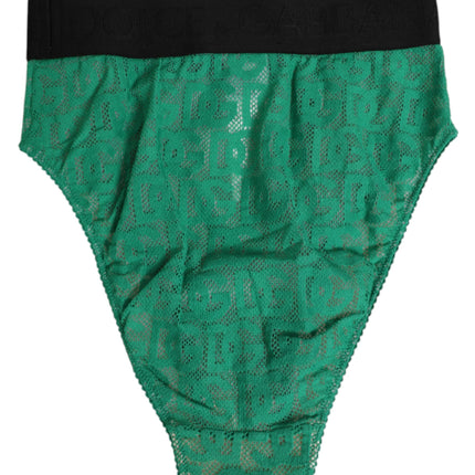 Dolce & Gabbana Green DG Logo Lace High Brief Panty Underwear
