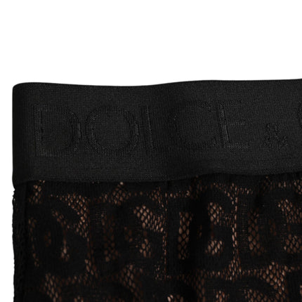 Dolce & Gabbana Black DG Logo Lace High Brief Panty Underwear