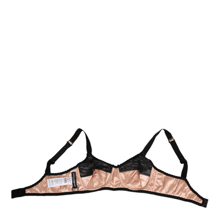Dolce & Gabbana Beige Silk Heart Print Soft Cup Bra Underwear