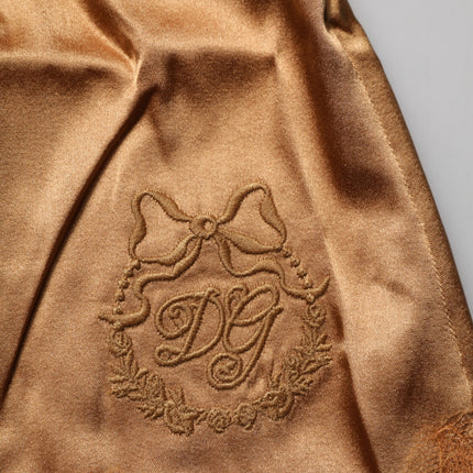 Dolce & Gabbana Brown Floral Lace Tank Lingerie Sleepwear Underwear
