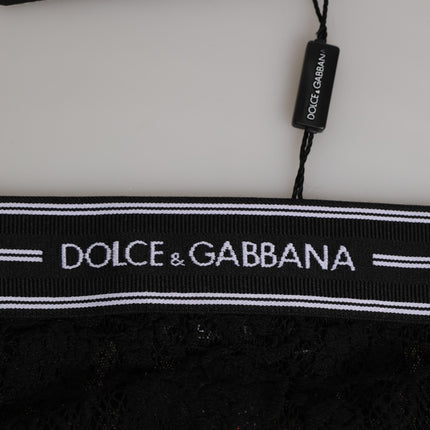 Dolce & Gabbana Black Lace Slip Brief Logo Waistband  Underwear