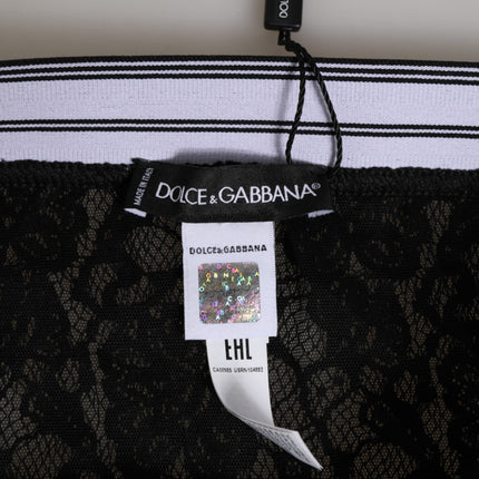 Dolce & Gabbana Black Lace Slip Brief Logo Waistband  Underwear