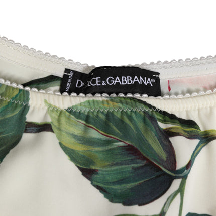 Dolce & Gabbana White Silk Satin Floral Lace Trim Slip Underwear