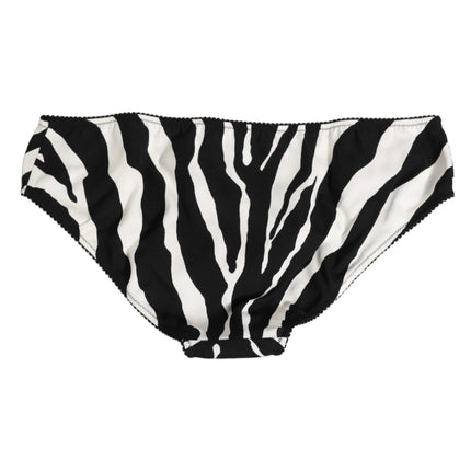 Dolce & Gabbana Black White Zebra Print Slip Briefs Underwear