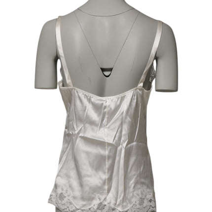 Dolce & Gabbana Off White Floral Lace Tank Lingerie Top Underwear