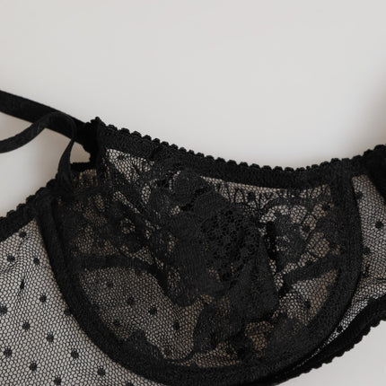 Dolce & Gabbana Black Floral Underwired Balconette Bra Underwear
