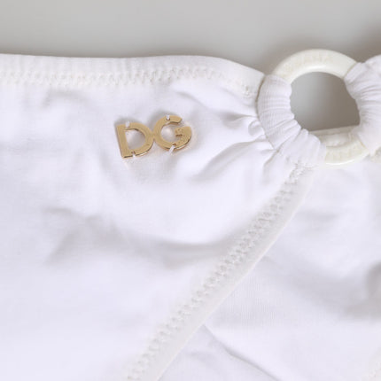 Dolce & Gabbana White Logo Swimsuit 2 Piece Top Bottom Swimwear