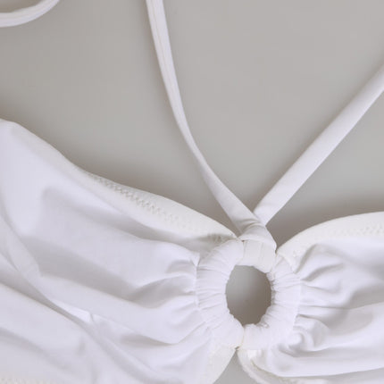 Dolce & Gabbana White Logo Swimsuit 2 Piece Top Bottom Swimwear
