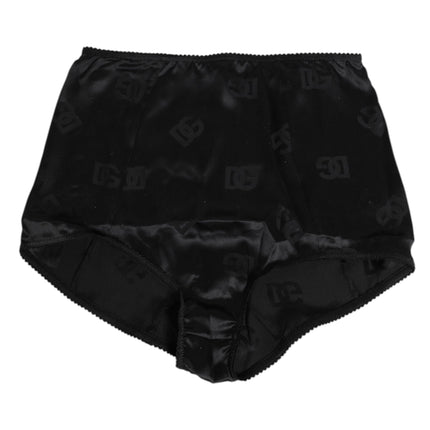 Dolce & Gabbana Black Silk Stretch High Waist Girdle Underwear